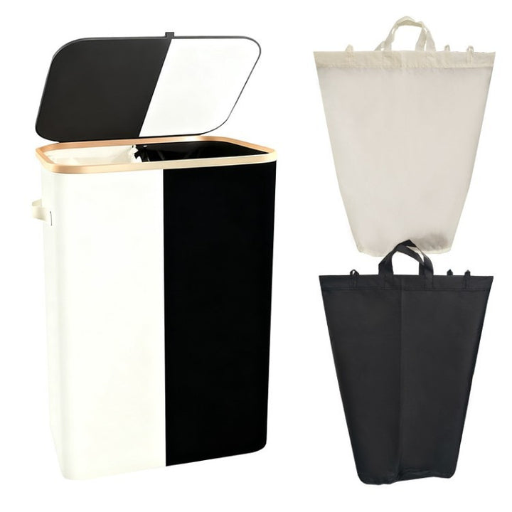 Laundry separation system with bamboo lid and multiple compartments Kalsten