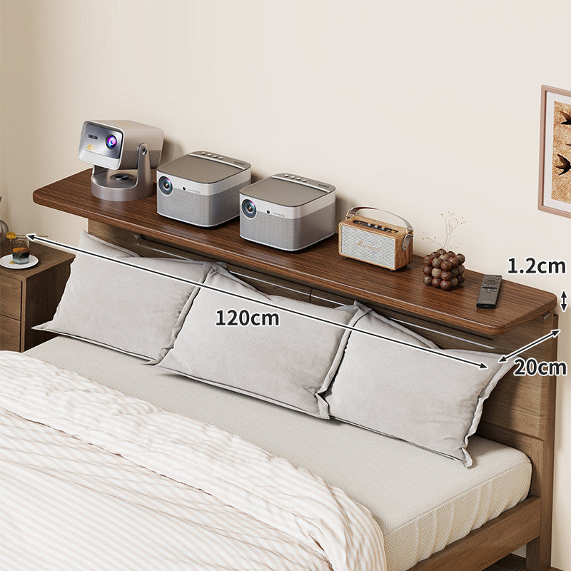 Wall-Mounted Slim Floating Headboard Shelf with Rounded Corners and Concealed Brackets