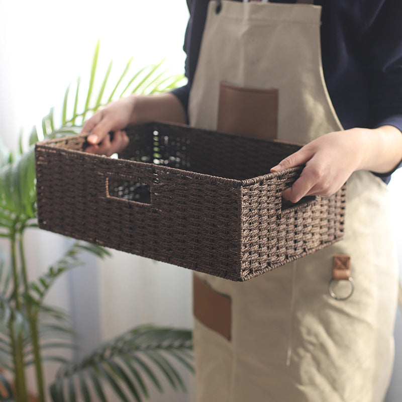 Fabric-Lined Woven Storage Basket Kalsten
