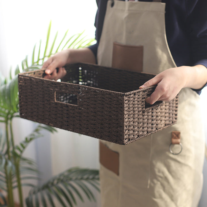 Fabric-Lined Woven Storage Basket Kalsten