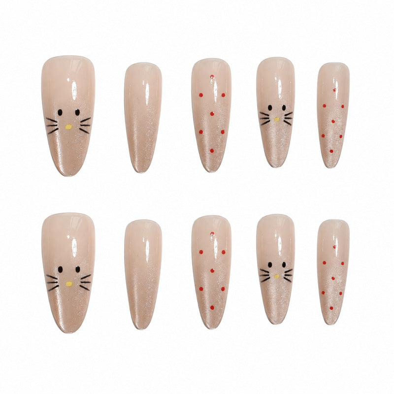 Premium artificial nails with playful cat pattern Kalsten