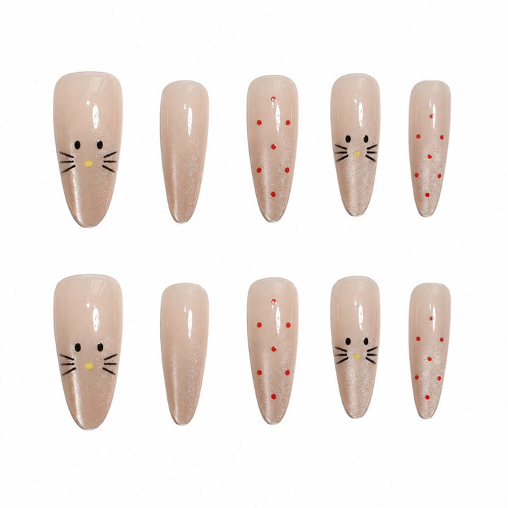 Premium artificial nails with playful cat pattern Kalsten