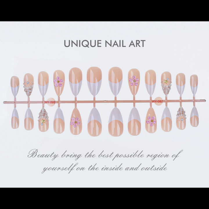 Elegant Floral Accent Press-On Nail Set Kalsten