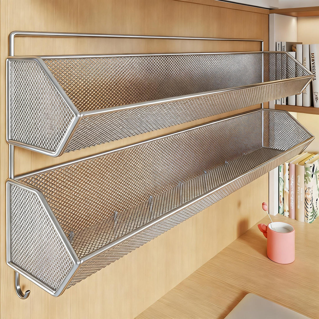 Clip-On Mesh Cabinet Edge Storage Basket Organizer