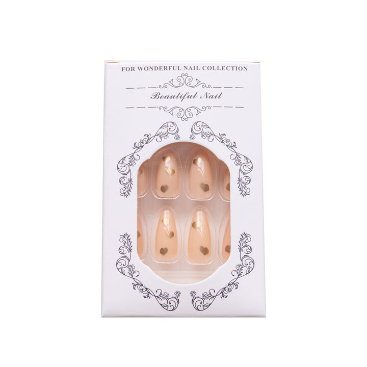 Elegant Heart-Decorated Press-On Nail Set