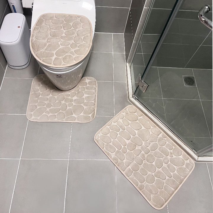 Stone Patterned Bathroom Mat Set