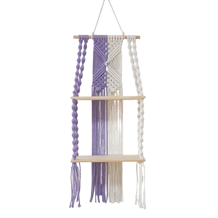 Macramé Wall Shelf with Multi-Tiered Design Kalsten