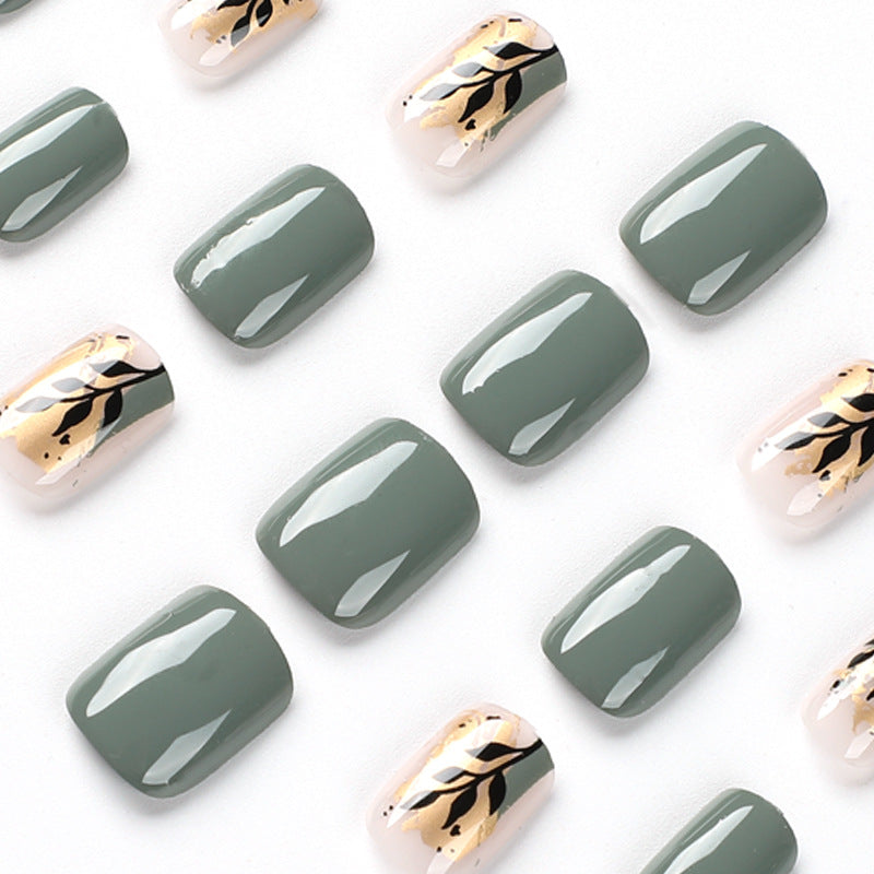 Artful Nail Extensions with Elegant Leaf Design Kalsten