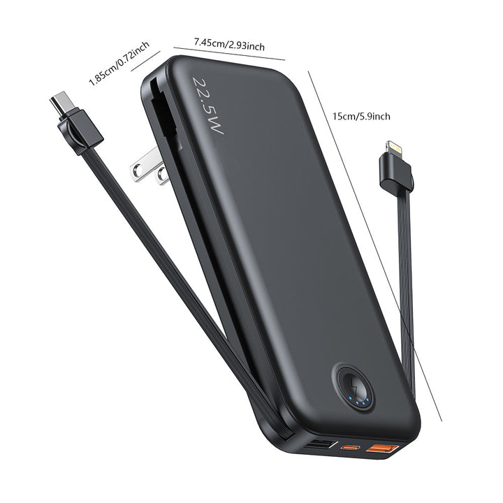 Power bank with integrated wall plug and fast charging Type-C function Kalsten