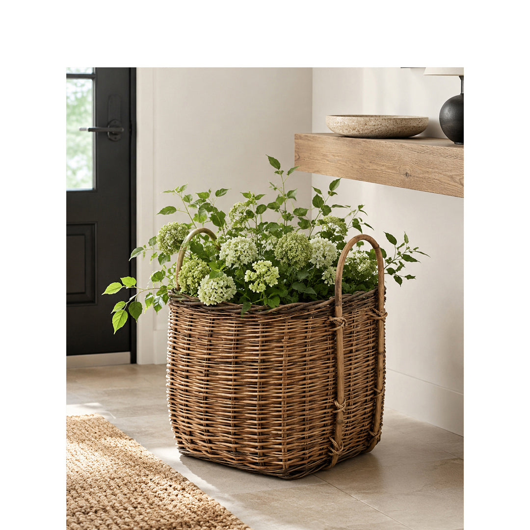 Robust basket with lid and practical handle Kalsten