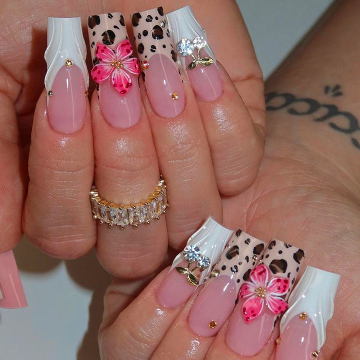 Artistic 3D Floral Press-On Nail Extensions Kalsten