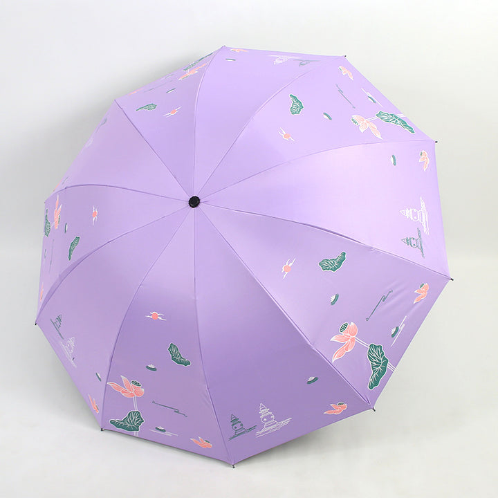 Women Folding Umbrella with Floral Accents Kalsten