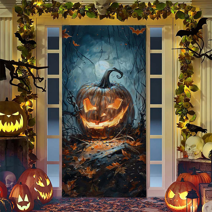 Halloween door poster with large-format Grim Reaper illustration and reusable PVC tarp fabric