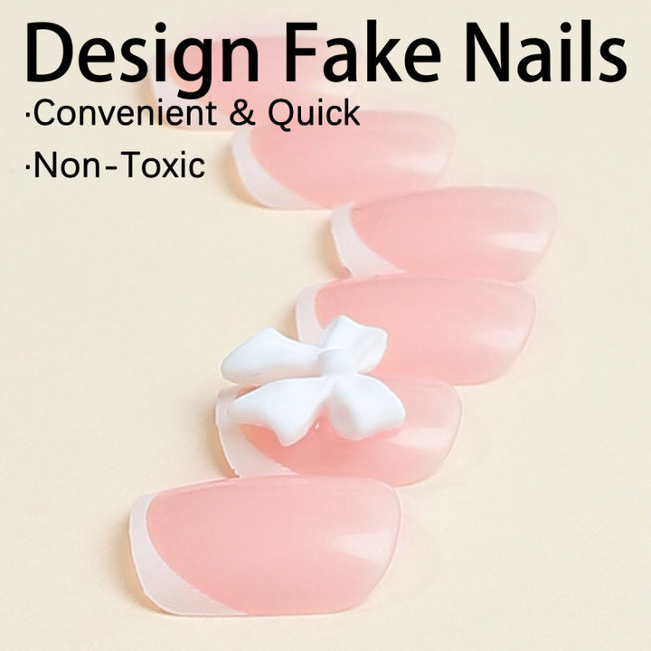 Artistic Long Press-On Nail Set with Abstract Design
