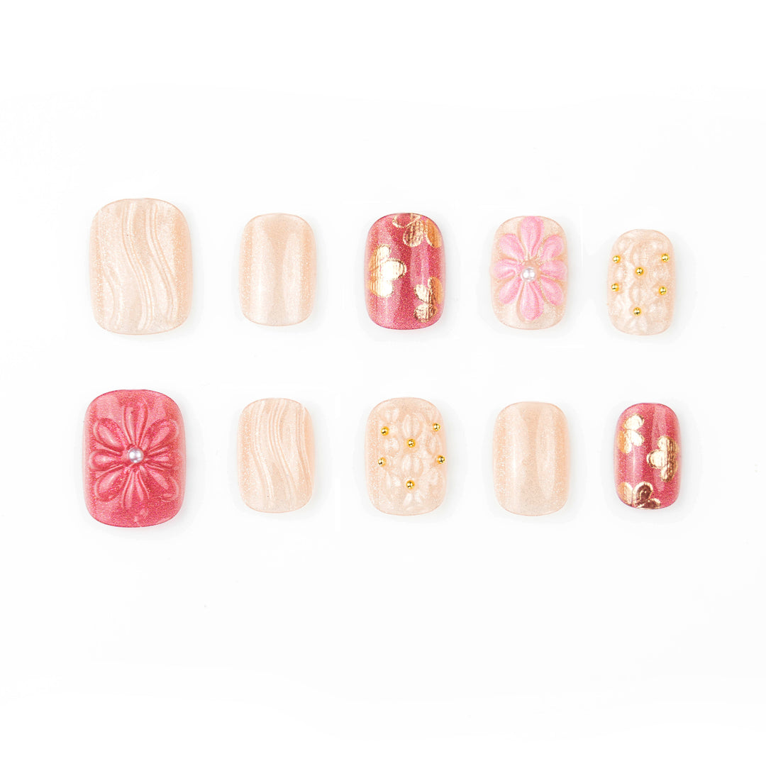 Floral Accent Artistic Press-On Nail Set Kalsten