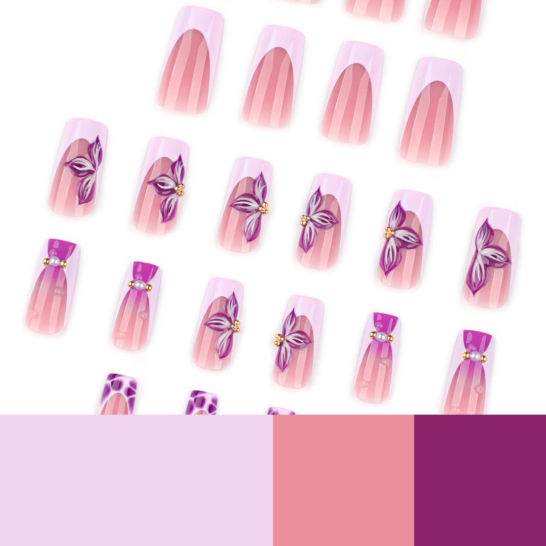 Artistic Nail Extensions with Floral Decor Kalsten