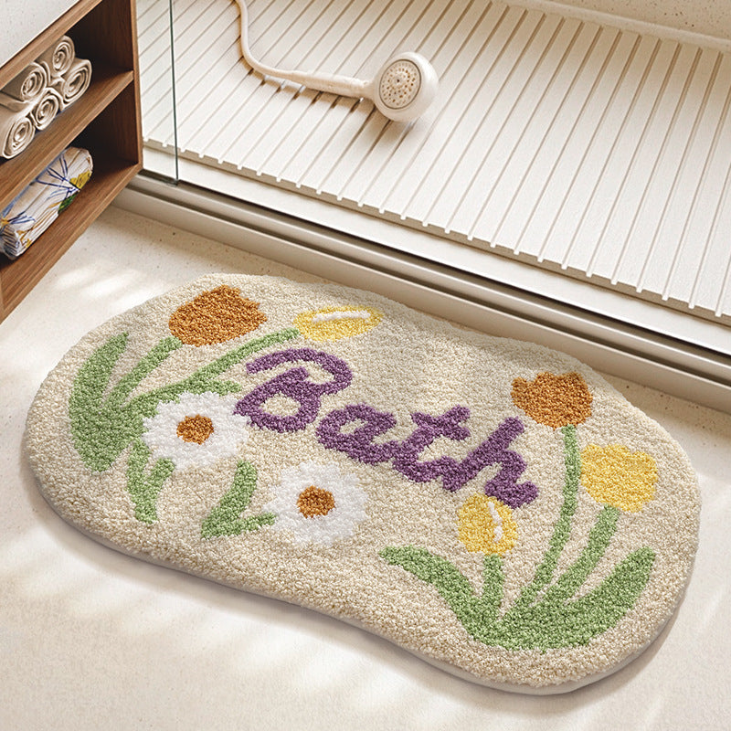 Textured Floral Bath Mat Kalsten