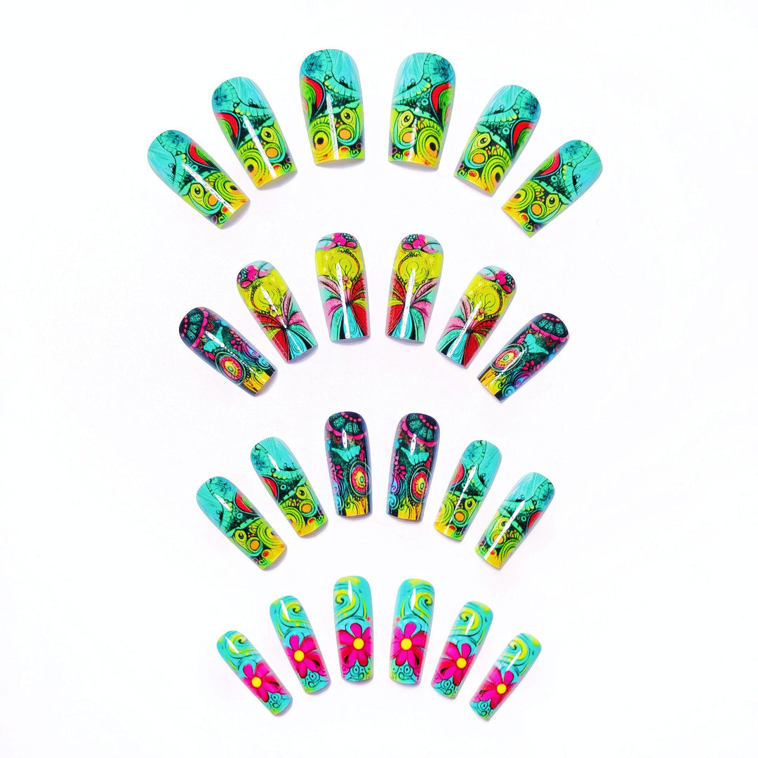 Creative Art Nails with Glowing Flower Design Kalsten