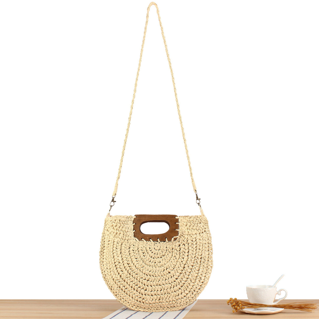 Handbag Made of High-Quality Plant Fiber Weave with Wooden Handle Kalsten