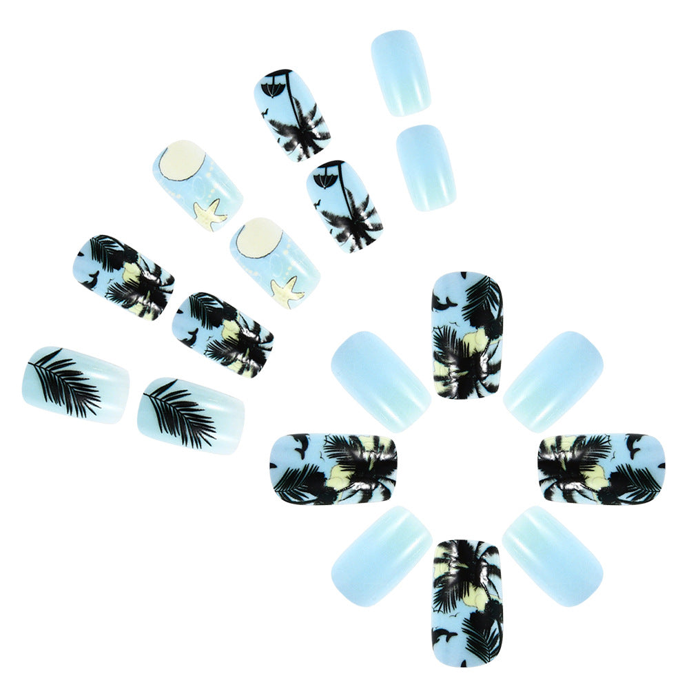 Tropical Beach-Themed Press-On Nail Art Kalsten