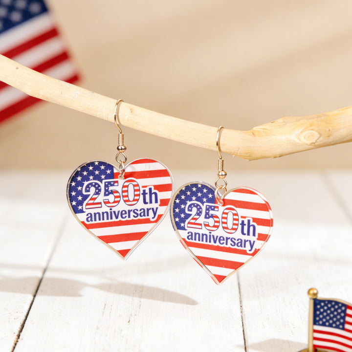Women's nan patriotic bow dangle acrylic earrings with gold plated hooks and lightweight charm Kalsten