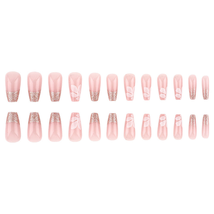 Glittery Elegant Floral Press-On Nails Kalsten