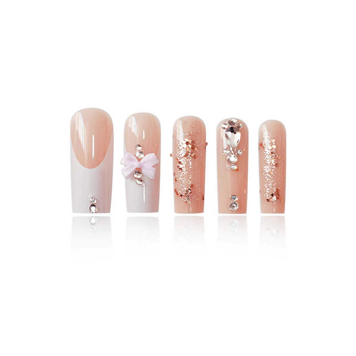 Artistic 3D Bow and Gemstone Press-On Nails Kalsten