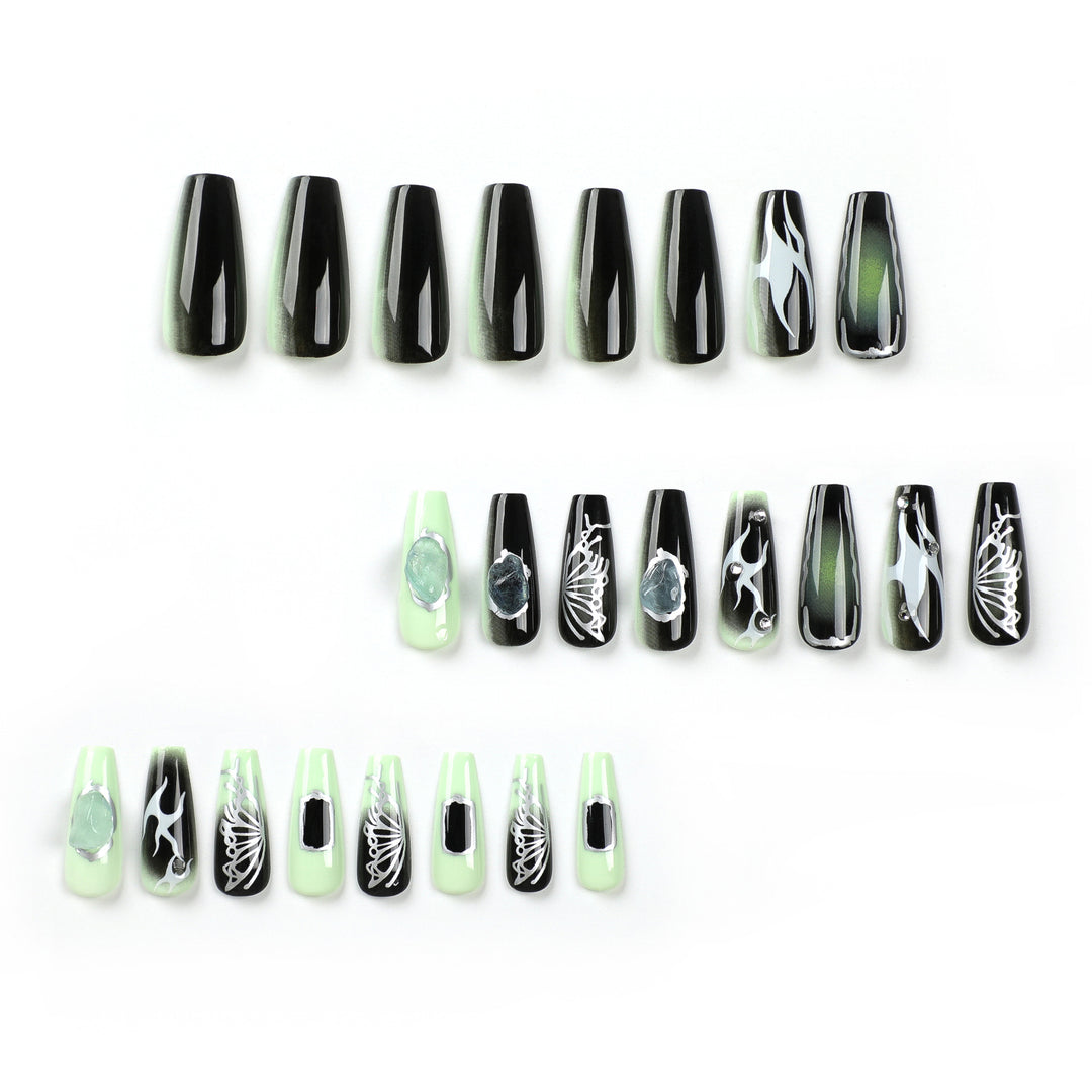 Artful Nail Extensions with Unique Glitter Accents Kalsten