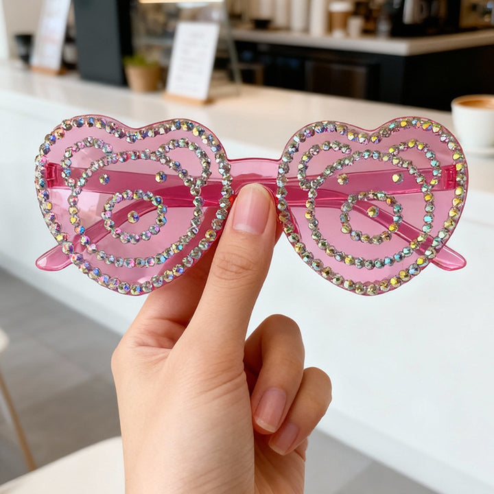 Heart-Shaped Rhinestone Sunglasses Kalsten