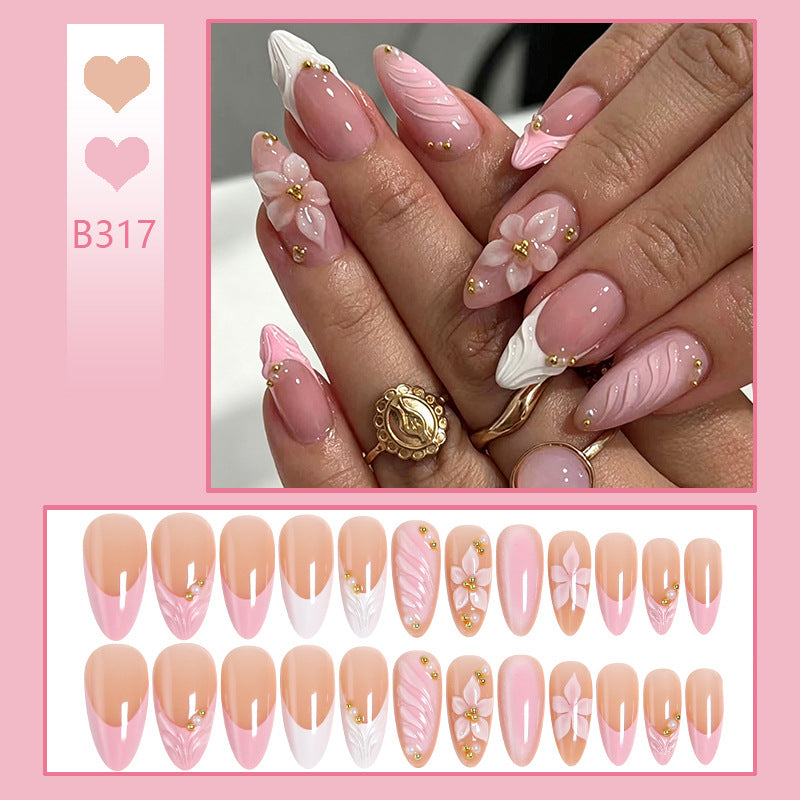Artificial nail set with filigree floral design and elegant glitter Kalsten