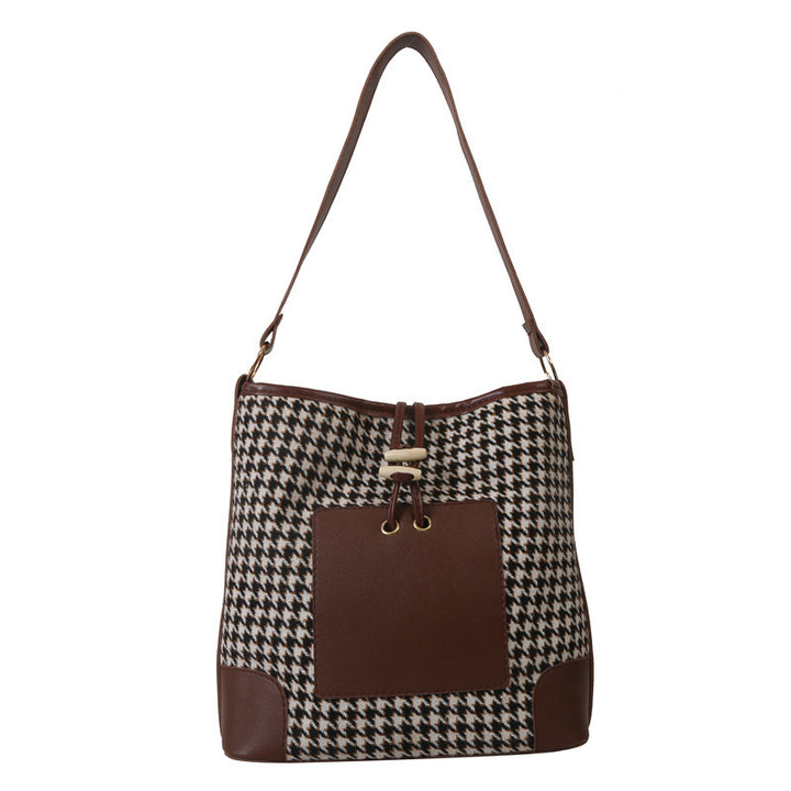 Stylish Houndstooth Print Shoulder Bag