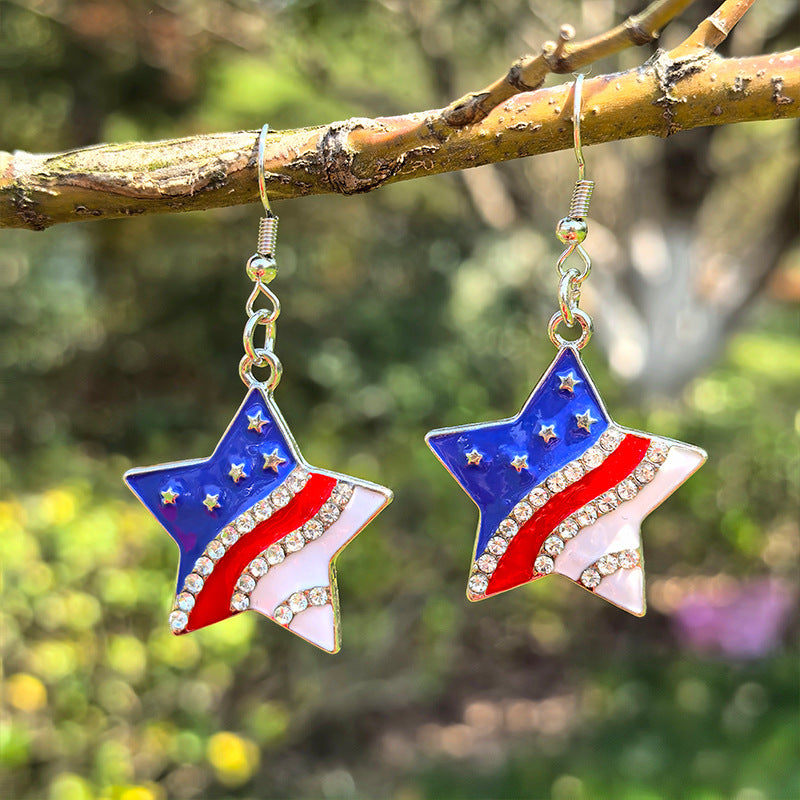 Women's hanging star earrings with enamel and crystal embellishments Kalsten