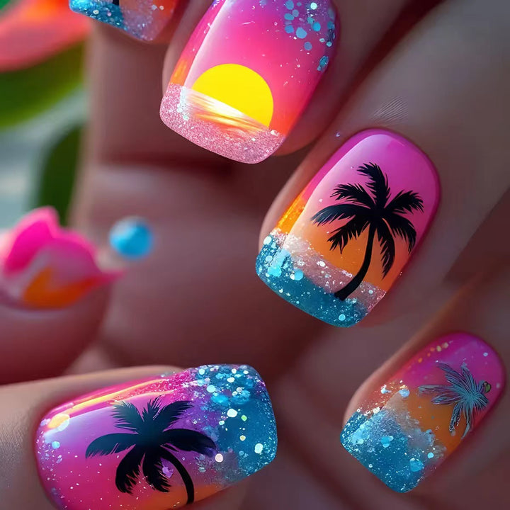 Tropical design artificial nails Kalsten