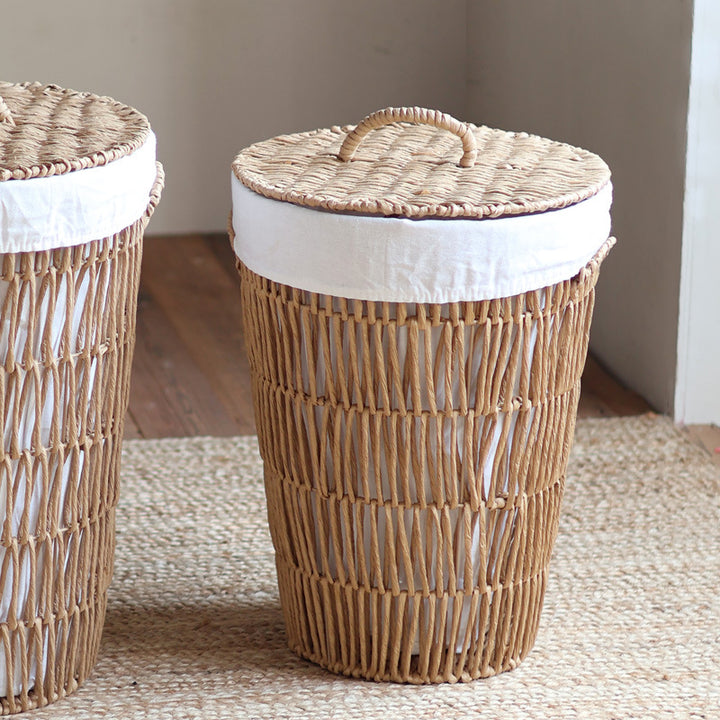 Rustic laundry basket with lid Kalsten