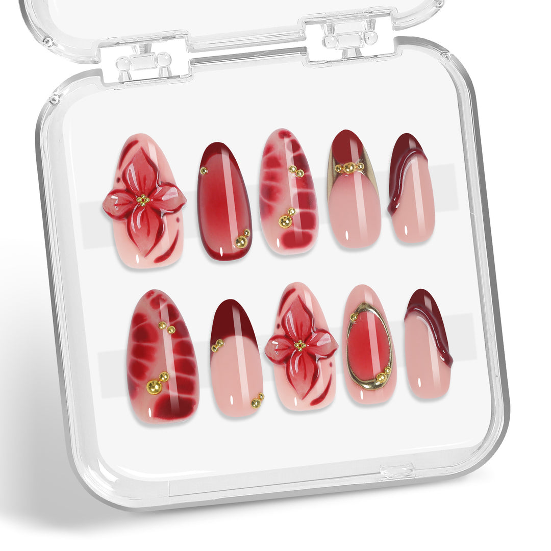 Nail art set with floral and luxurious accents Kalsten