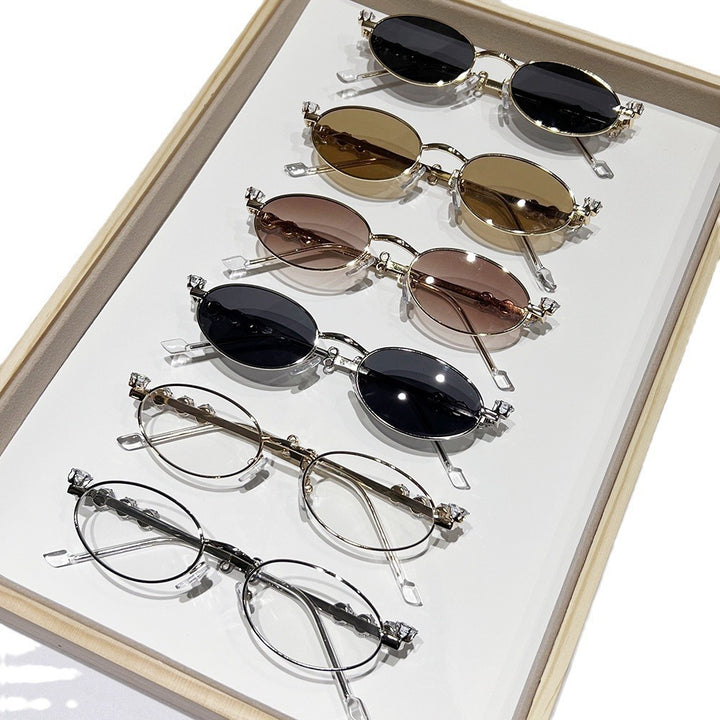 Fashion-Forward Oval Sunglasses with Crystal Accents Kalsten