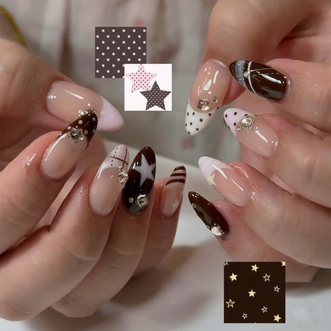 Elegant artificial nails with decorated designs Kalsten