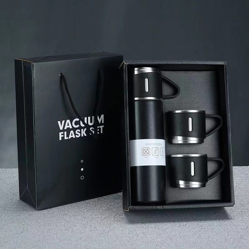 Women’s stainless steel vacuum flask with two accompanying cups Kalsten