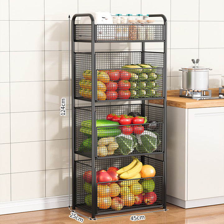 Rolling Kitchen Storage Cart with Mesh Baskets Kalsten
