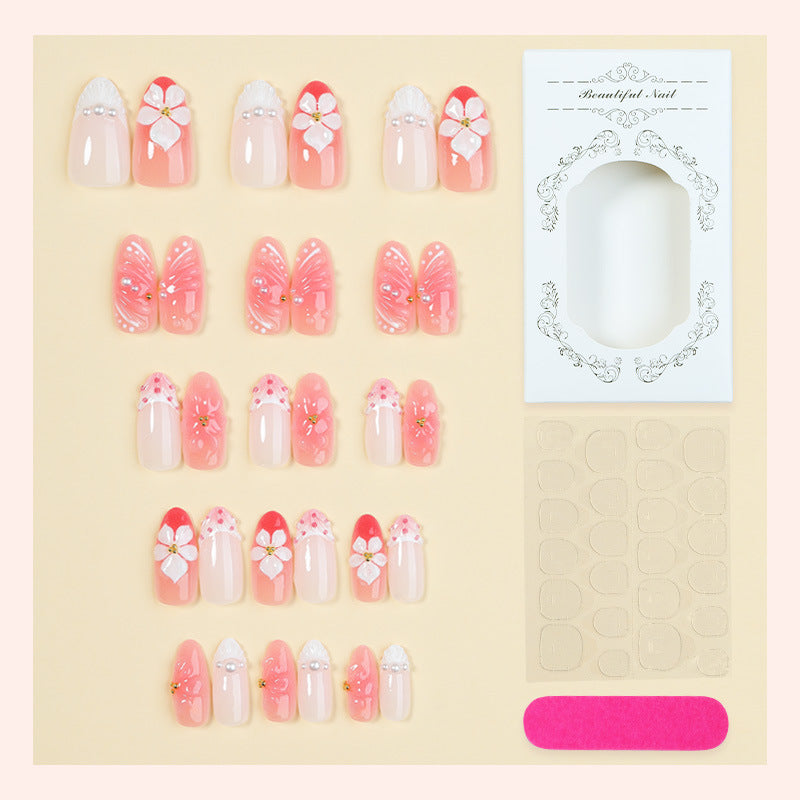 Artistic Floral Press-On Nail Set with 3D Accents kalsten