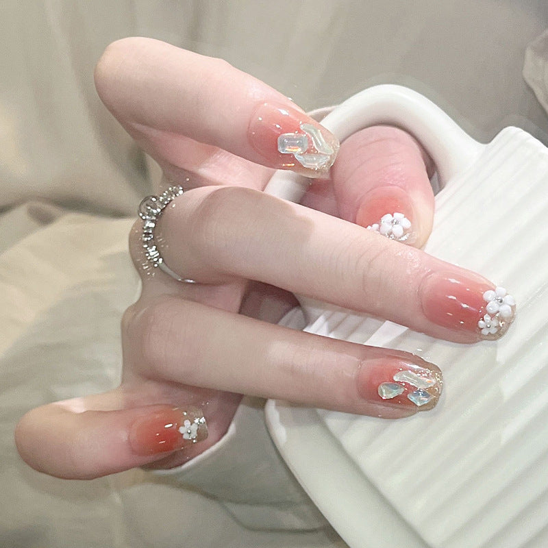 Decorative artificial nail set with elegant flower and glitter elements Kalsten