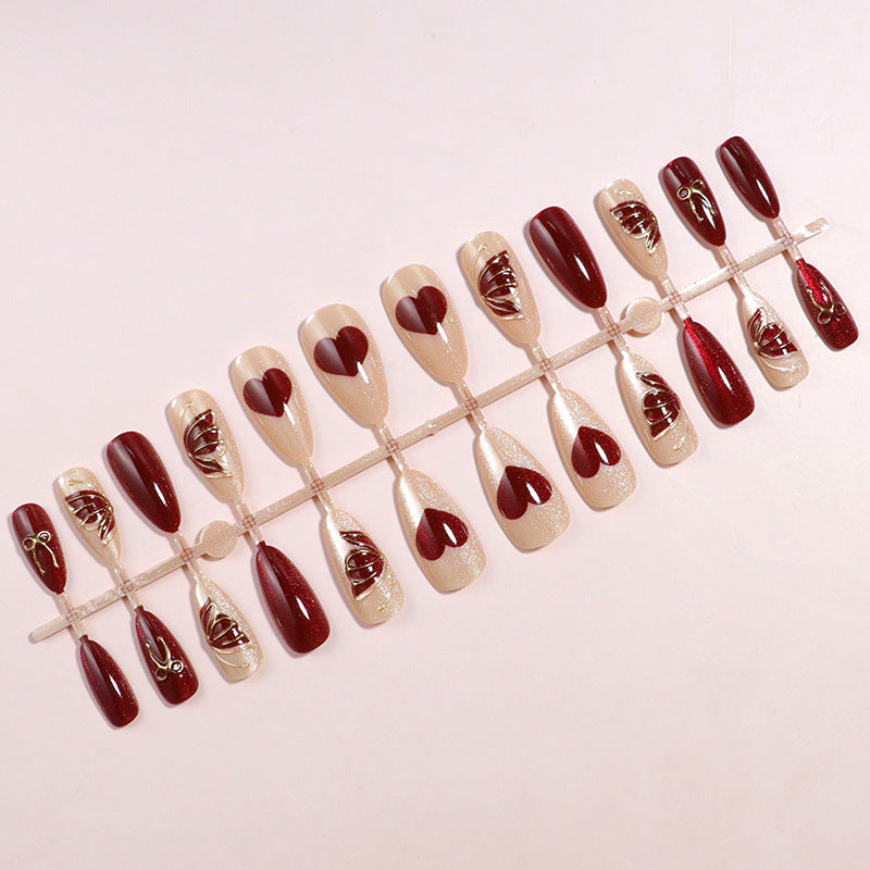 Artistic Heart-Accented Press-On Nail Set Kalsten