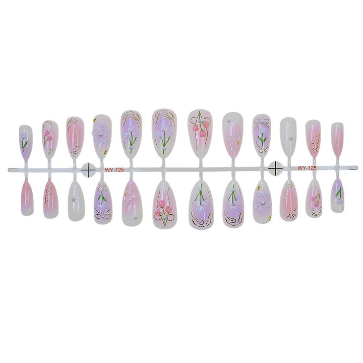 Elegant Floral-Design Press-On Nail Set Kalsten
