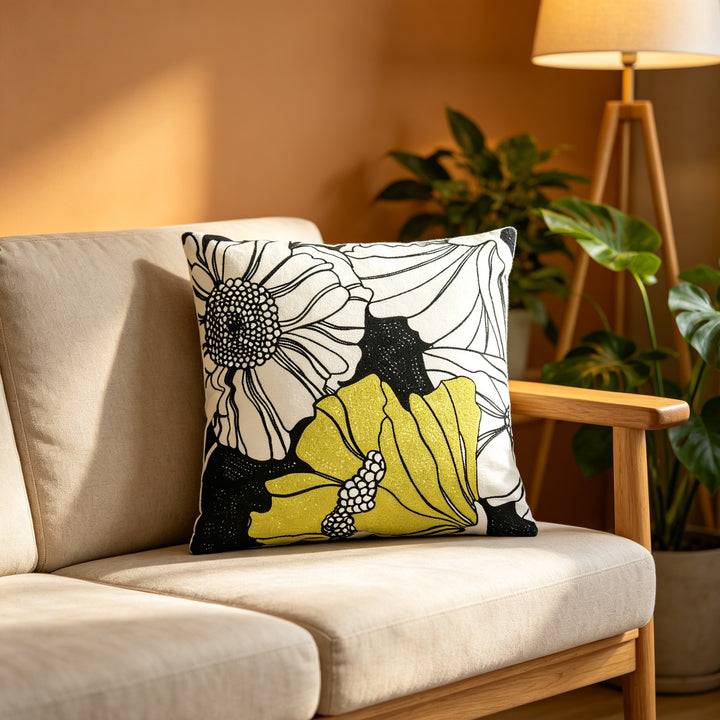 Flower Pattern Decorative Throw Pillow
