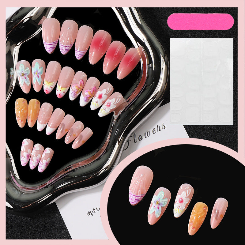 Artistic Floral Press-On Nail Set Kalsten