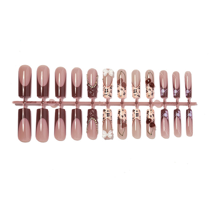 Artistic Press-On Nail Set with Decorative Accents kalsten