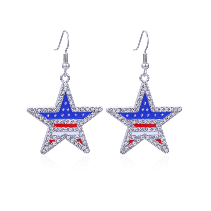 Women's lightweight star earrings with enamel flag design and fishhook Kalsten