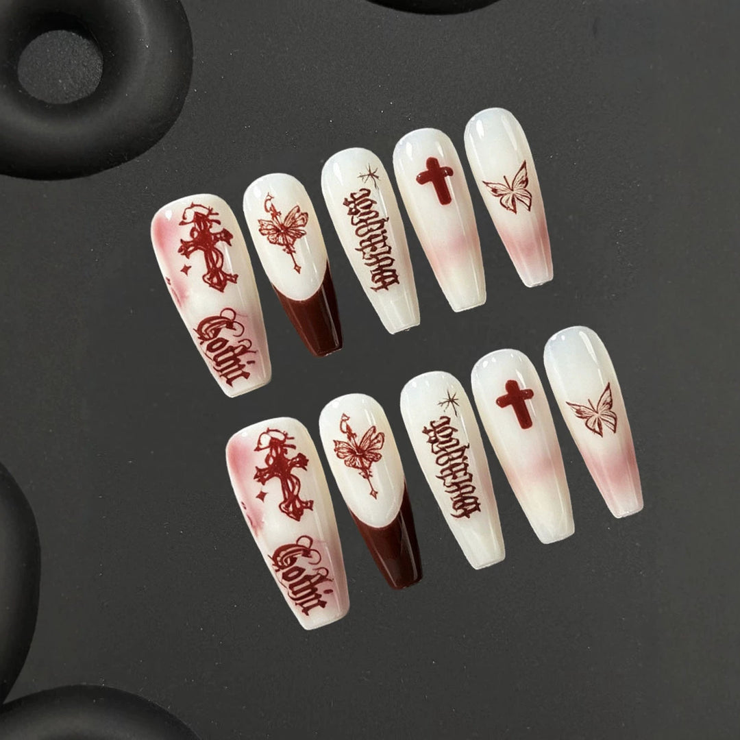 Gothic Themed Press-On Nail Art Kalsten