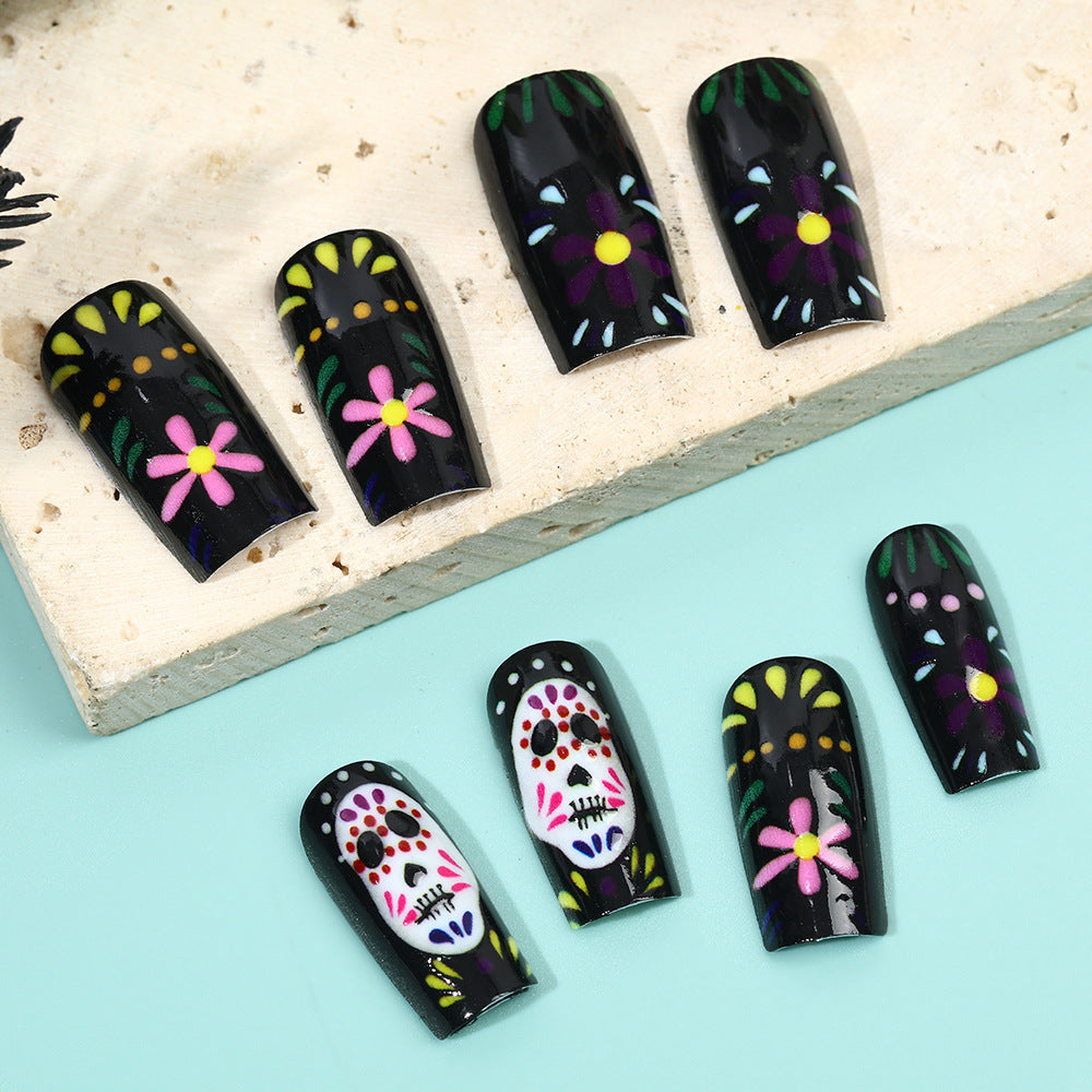 Creative artificial nails with sugar skull design Kalsten