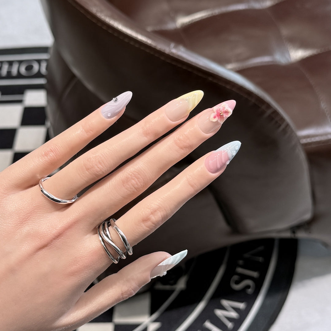 Artistic Floral Stiletto Press-On Nail Set Kalsten